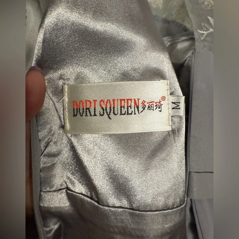 Dori Squeen Dove Grey Sequin Rhinestone Formal Dress - Picture 11 of 13